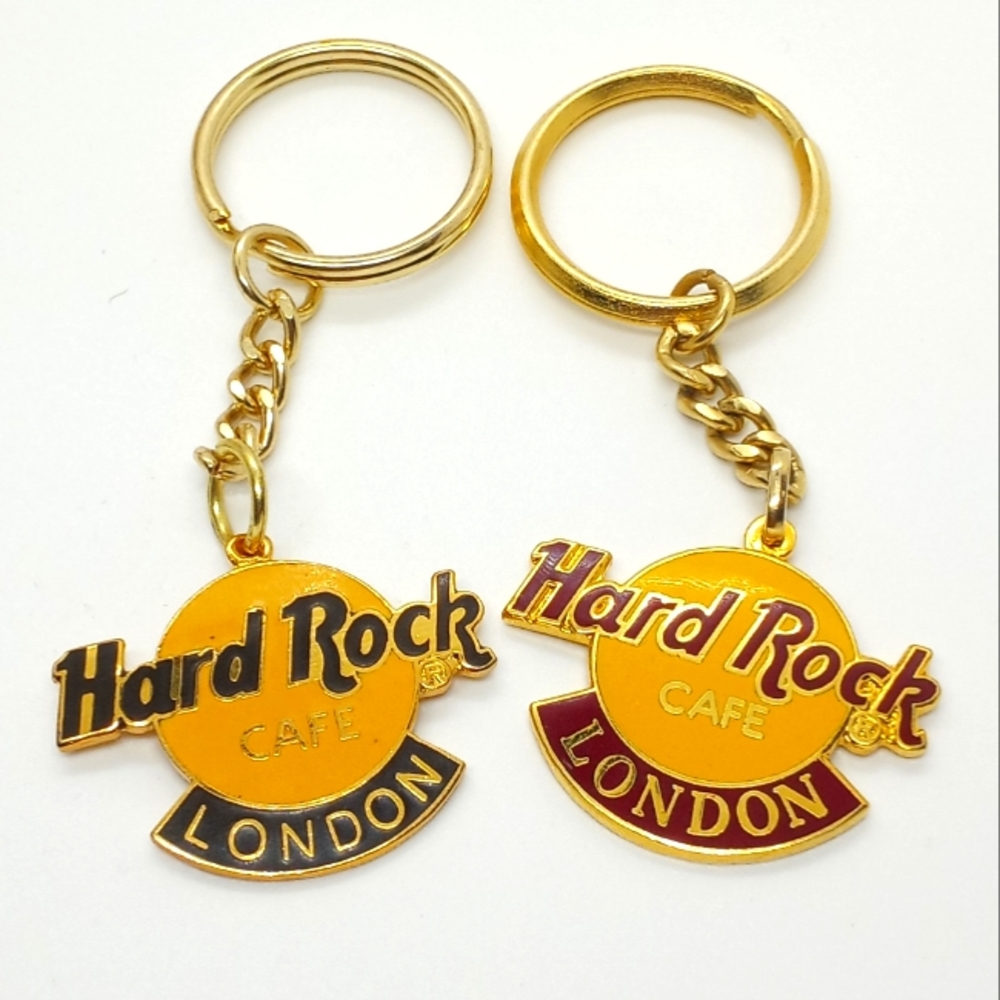 Two Hard Rock Cafe London Goldtone Keychains Keyrings Key Finders